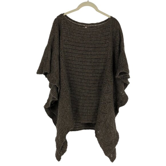 Free People Snow Nymph Loose Sweater Poncho Taupe Size XS - Picture 2 of 16